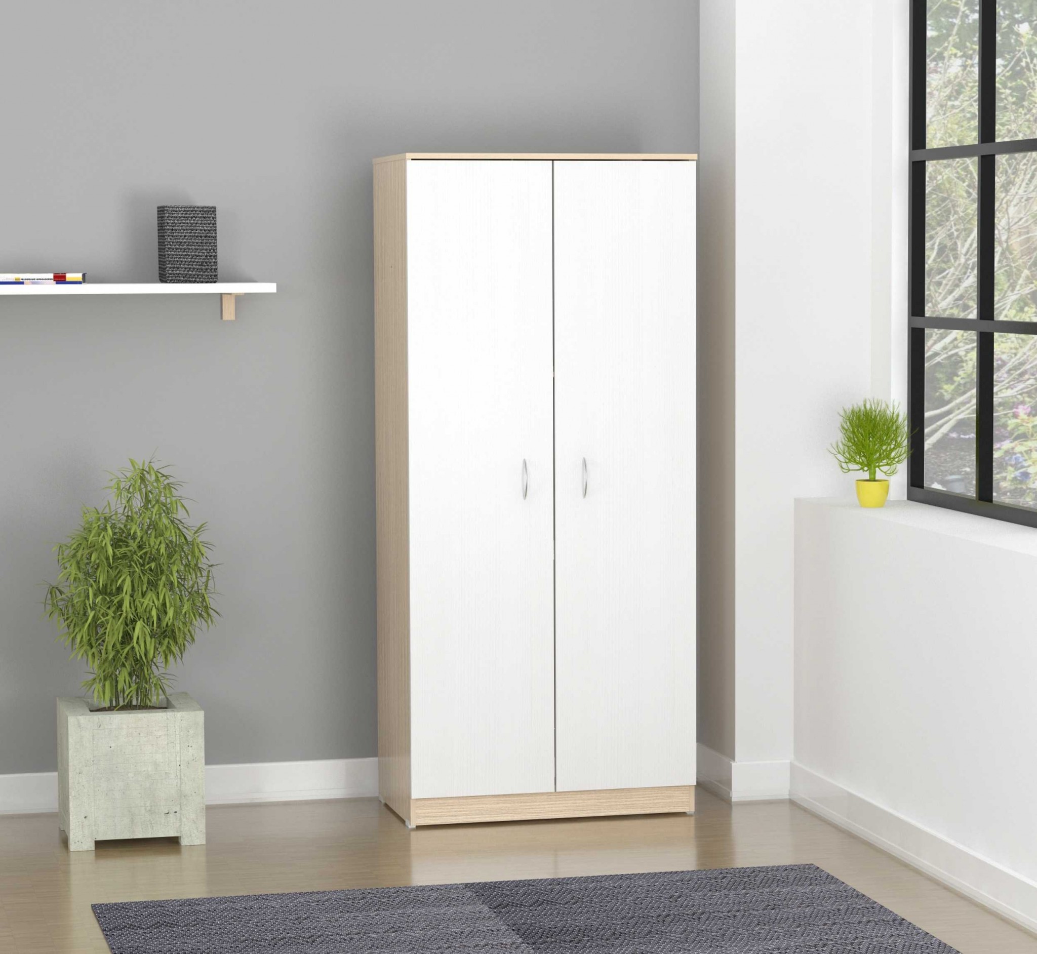 70.9 White Solid Composite Wood Armoire