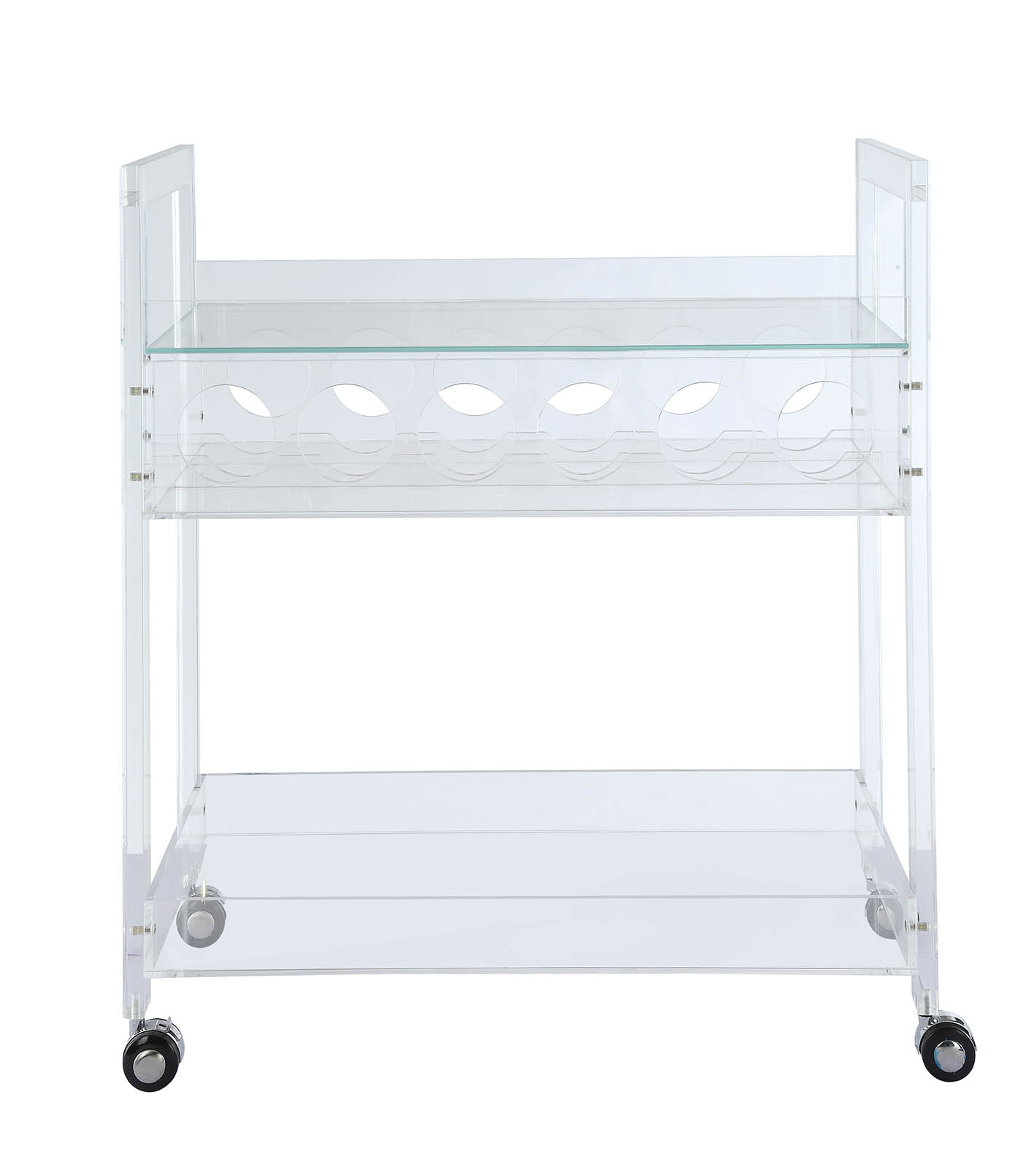 31" X 16" X 31" Clear Acrylic And Clear Glass Serving Cart