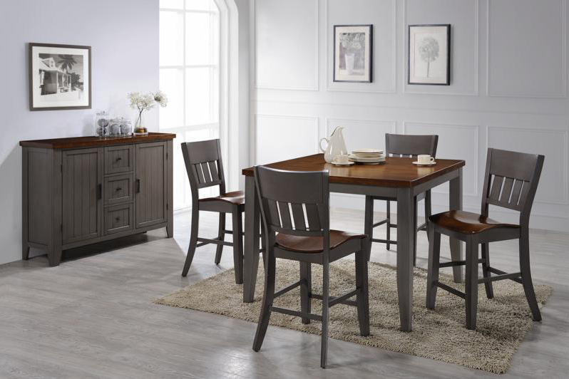 48" X 48" X 82" Grey Cinnamon Hardwood 6 Piece Gathering Set