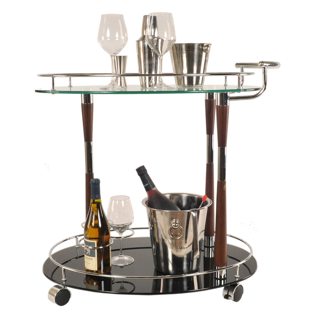 18.75" x 29.75" x 27.375" Chrome Serving Trolley