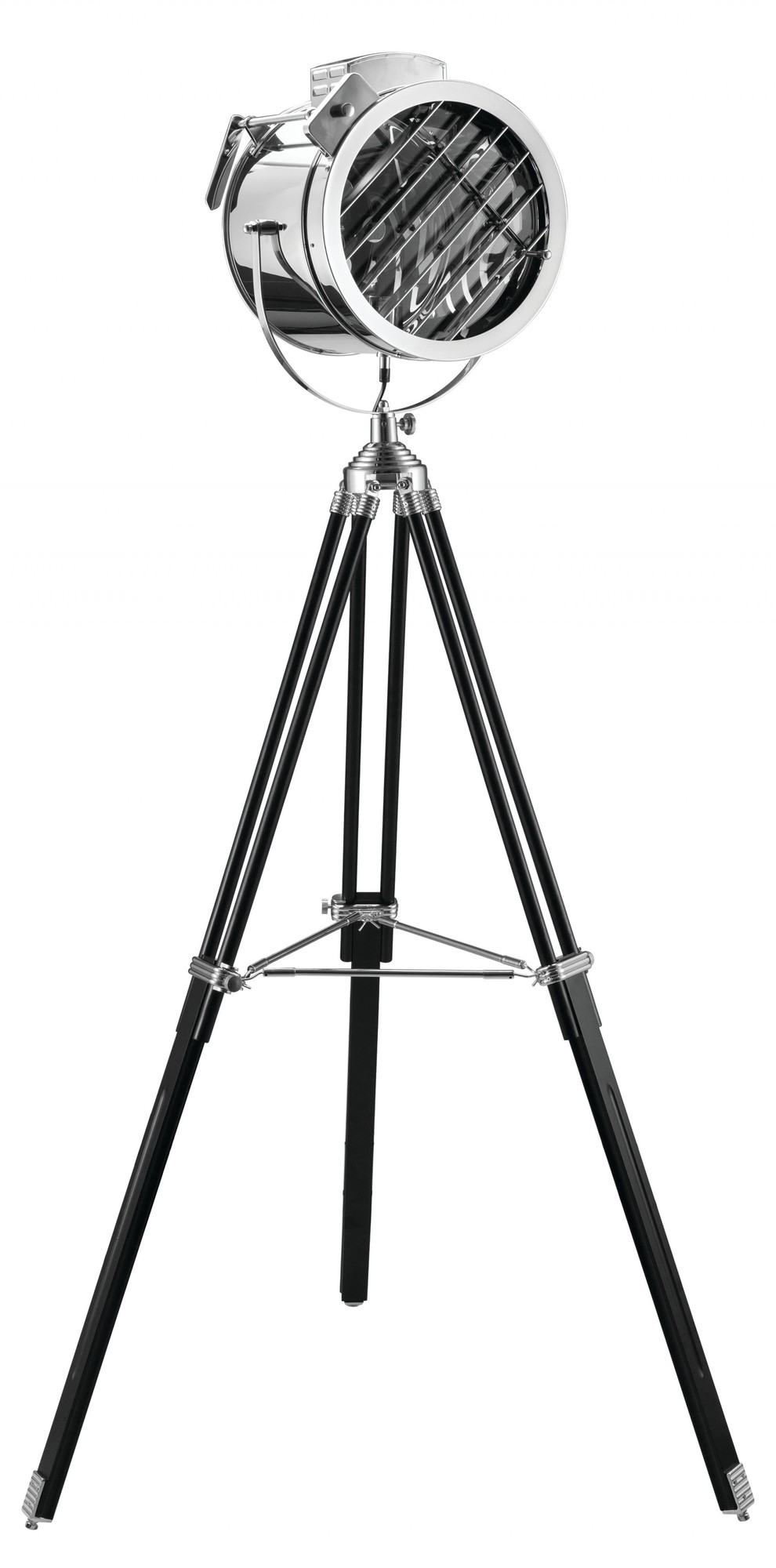 1" X 1" X 46~ 66" Black Chrome Metal Wood Floor Lamp