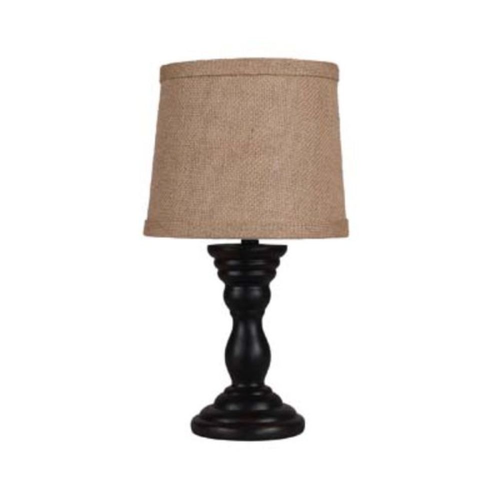 Black Accent Lamp with Tan Shade