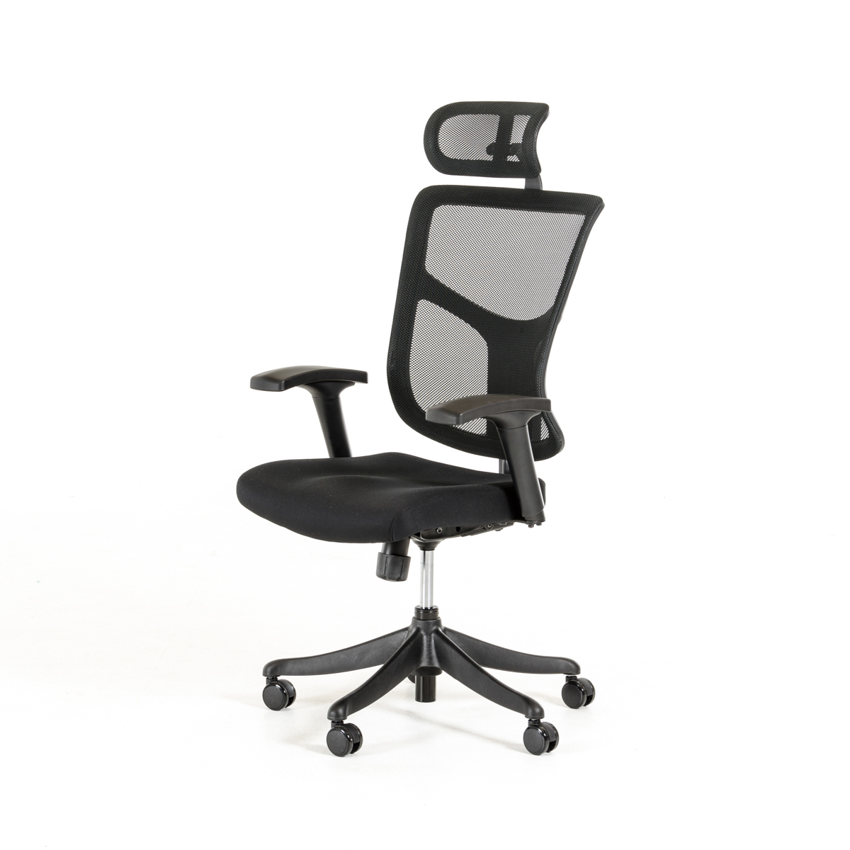 52" Black Plastic and Aluminum Office Chair