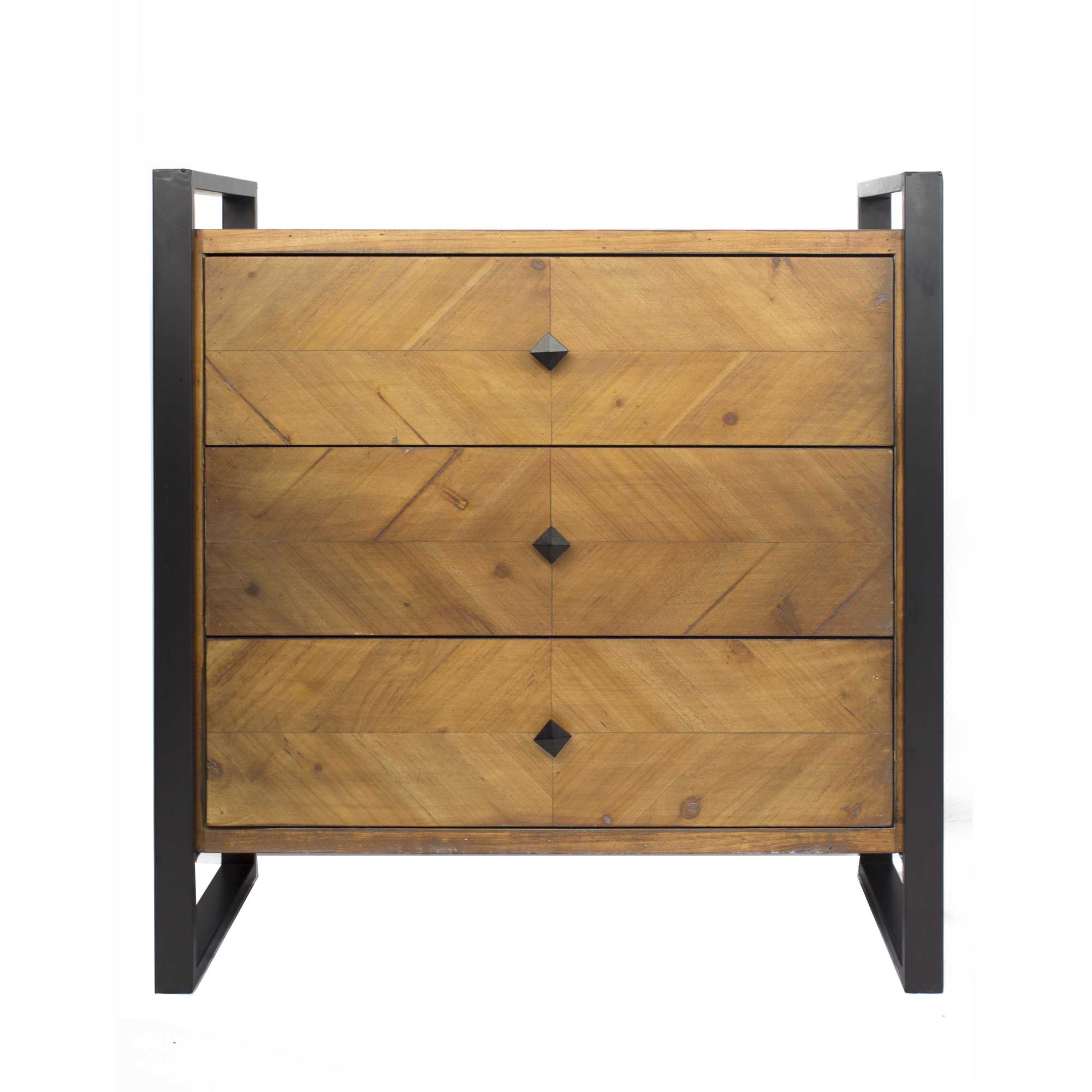 Natural Turquoise Metal Wood MDF Accent Cabinet with Drawers