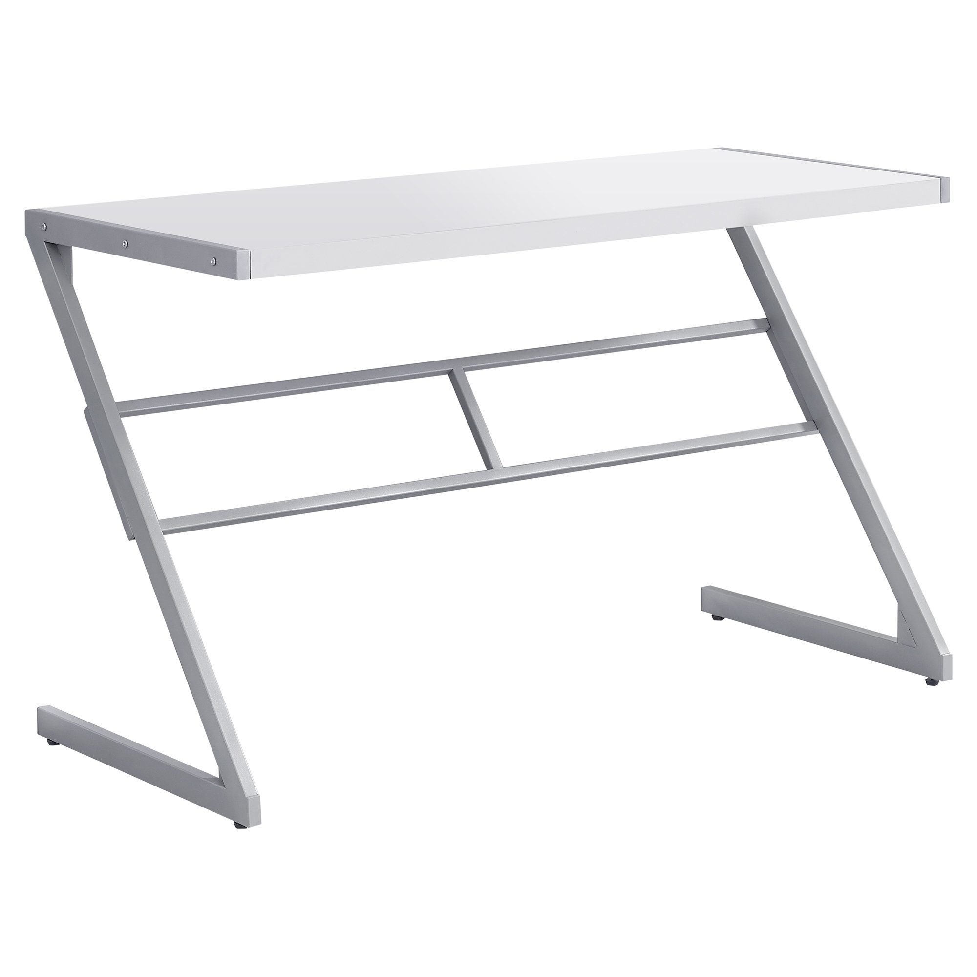 22" x 48" x 30" White Silver Mdf Metal Computer Desk