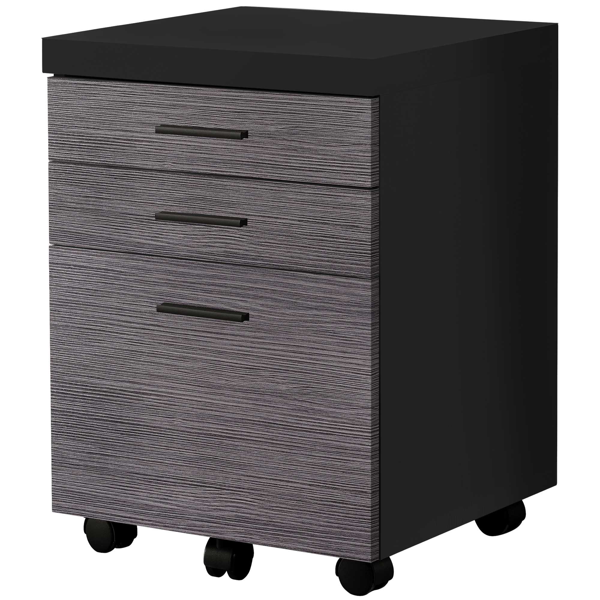 17.75" x 18.25" x 25.25" Black Grey Particle Board 3 Drawers Filing Cabinet