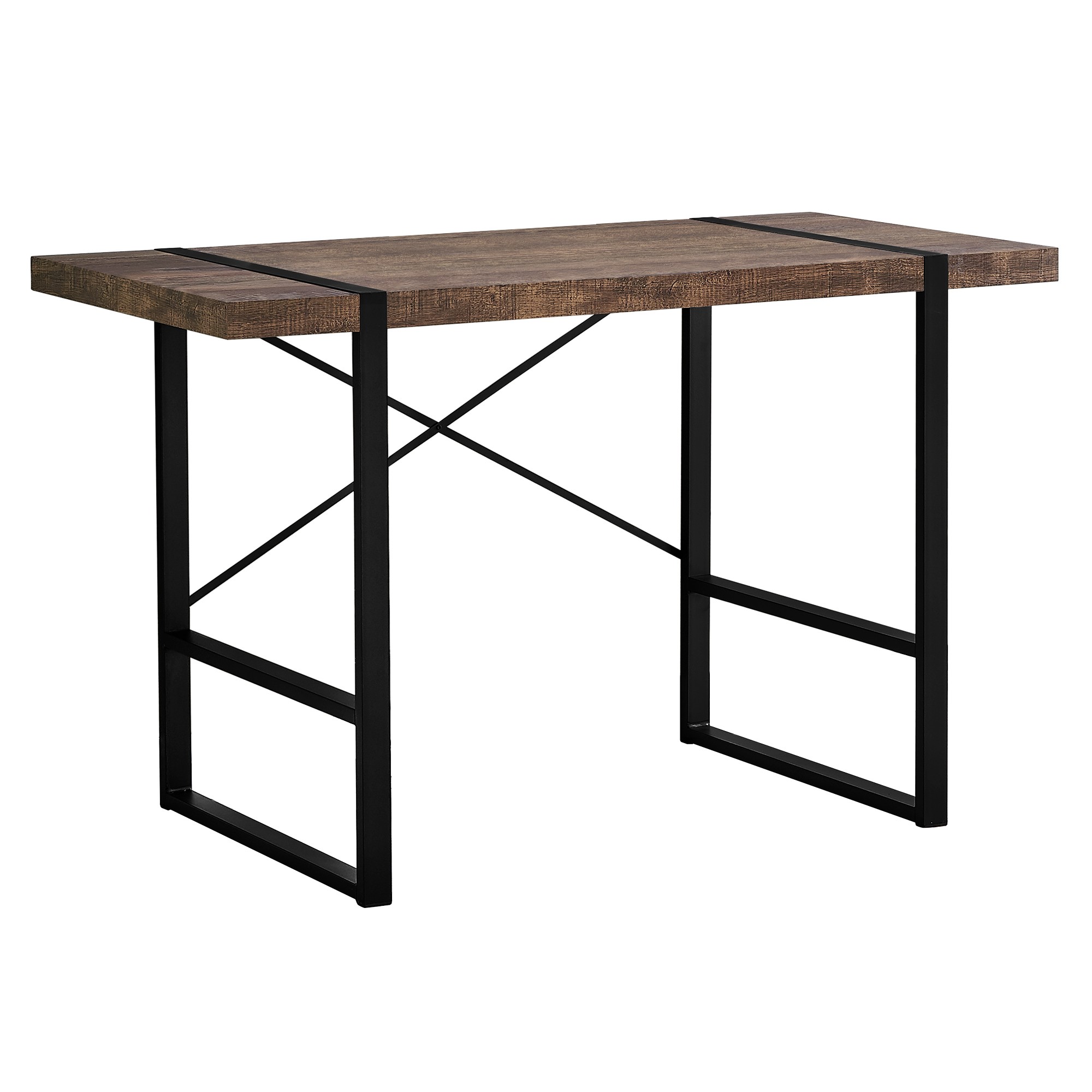 23.75" x 49" x 30" Brown Black Reclaimed Wood Metal Computer Desk