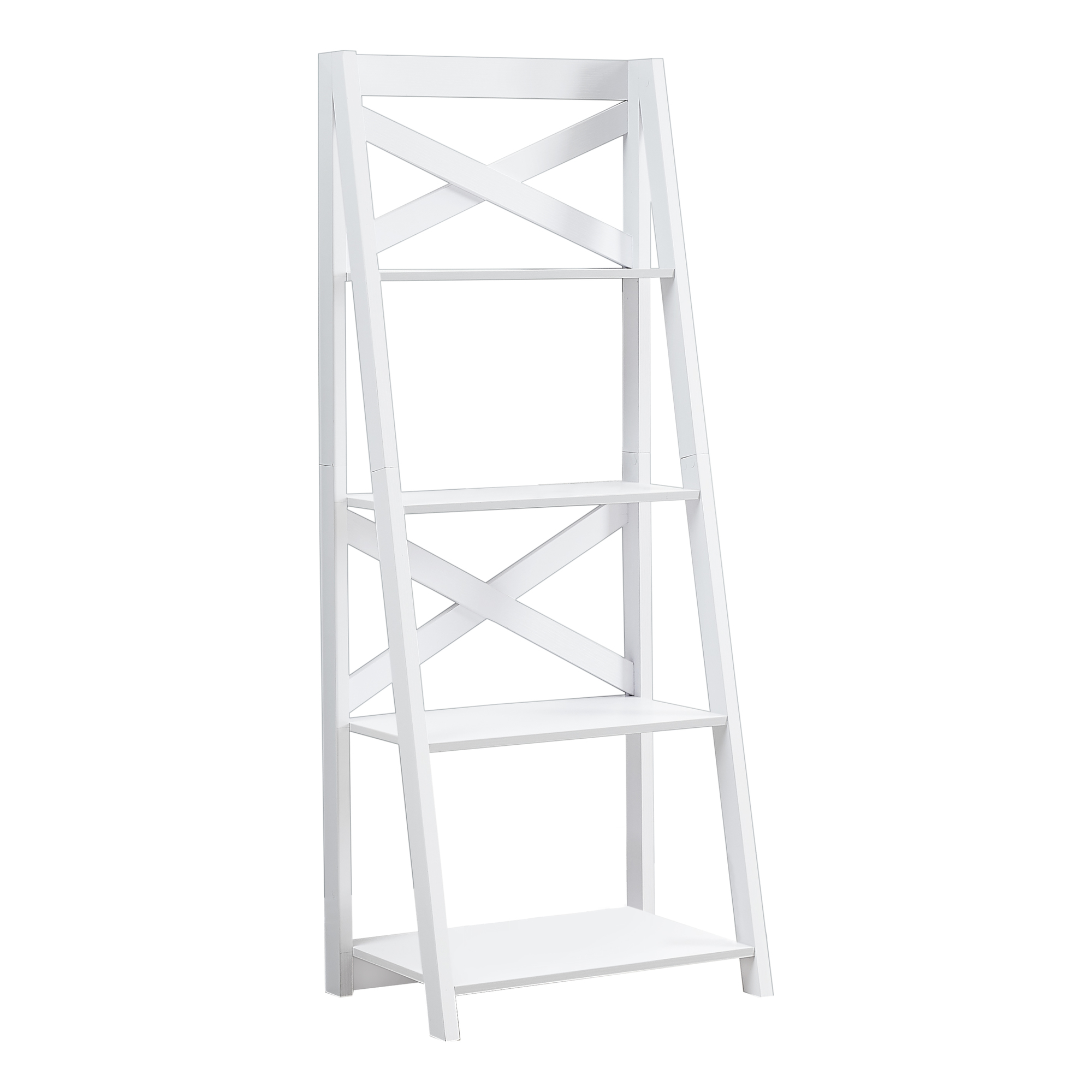 60" Bookcase White Ladder with 4 Shelves