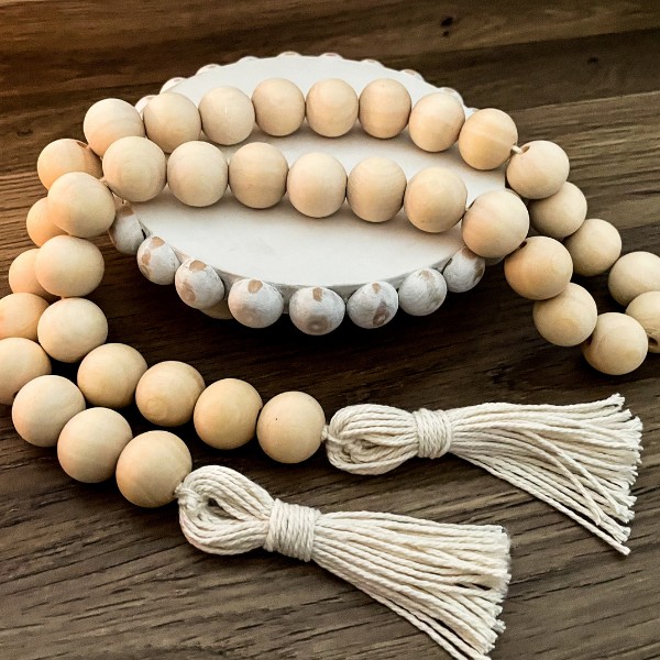 Wood Bead Garland Tassel