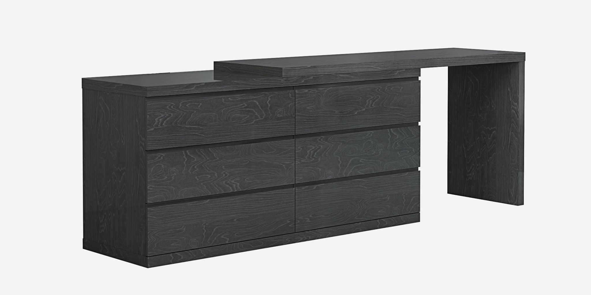 63" X 20" X 30" Grey Double Dresser Extension