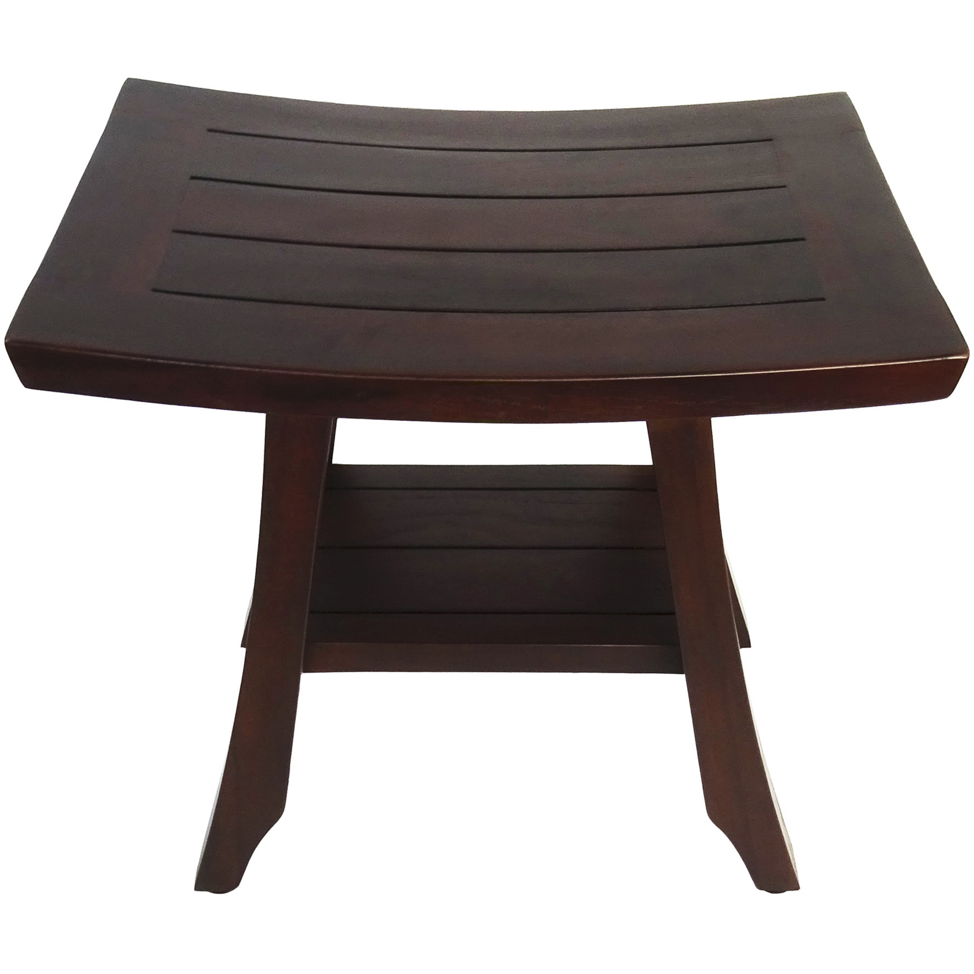 Compact Contemporary Teak Shower Stool in Brown Finish