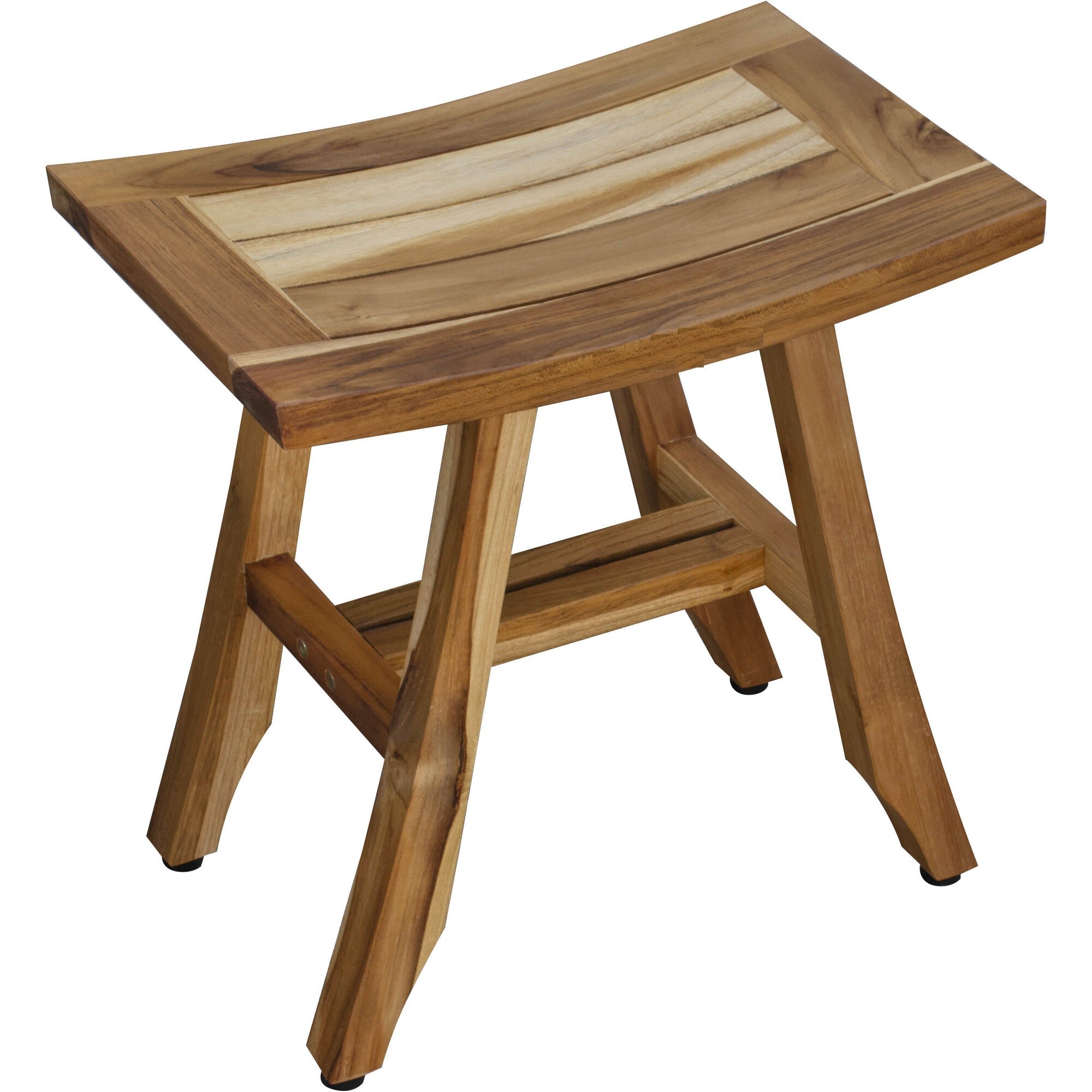 Compact Rectangular Teak Shower or Outdoor Bench in Natural Finish