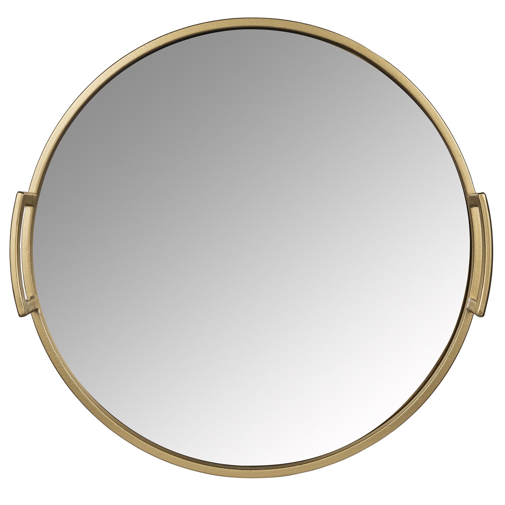 Stratton Home Decor Gold Round Tray with Mirror Inlay