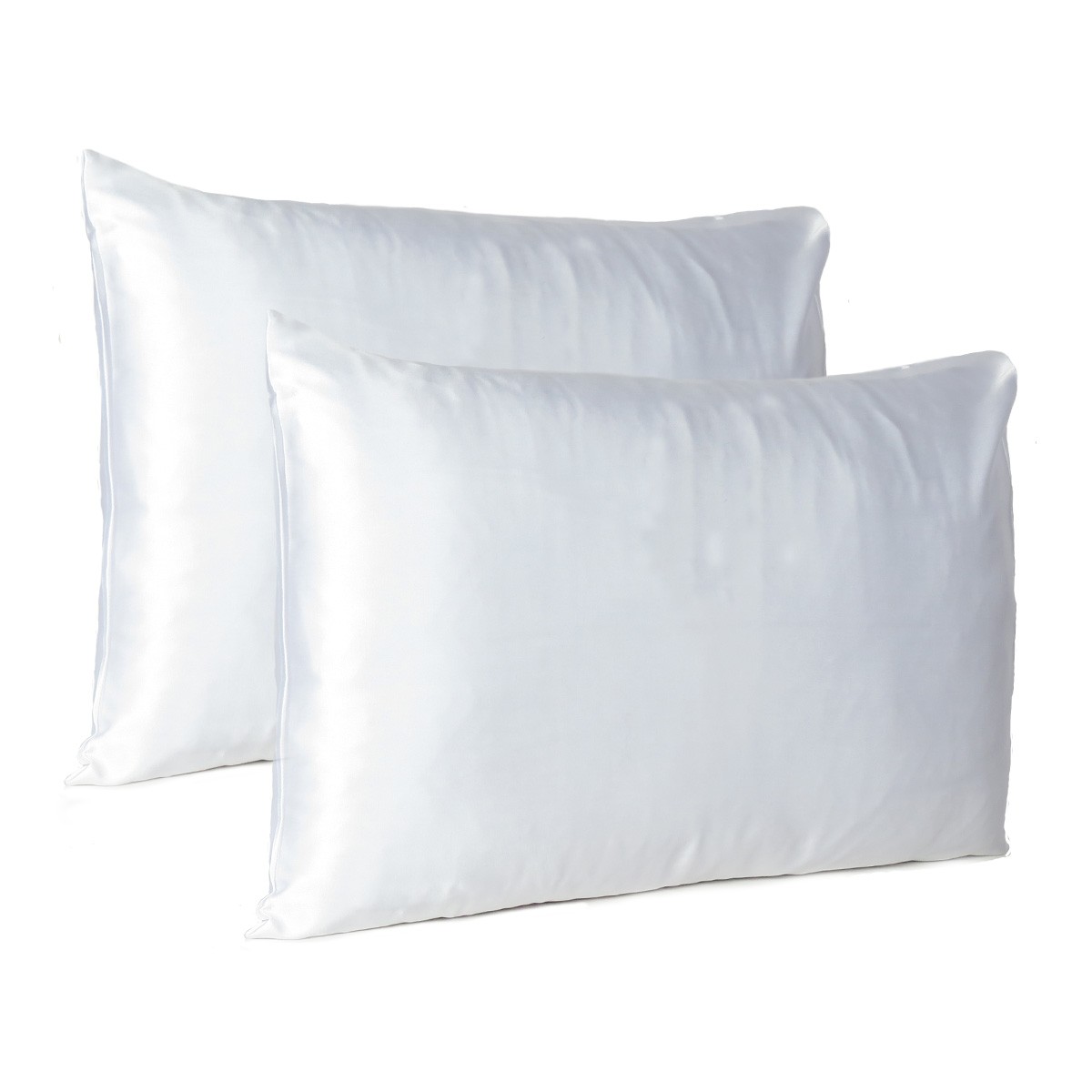 White Dreamy Set of 2 Silky Satin Standard Pillowcases