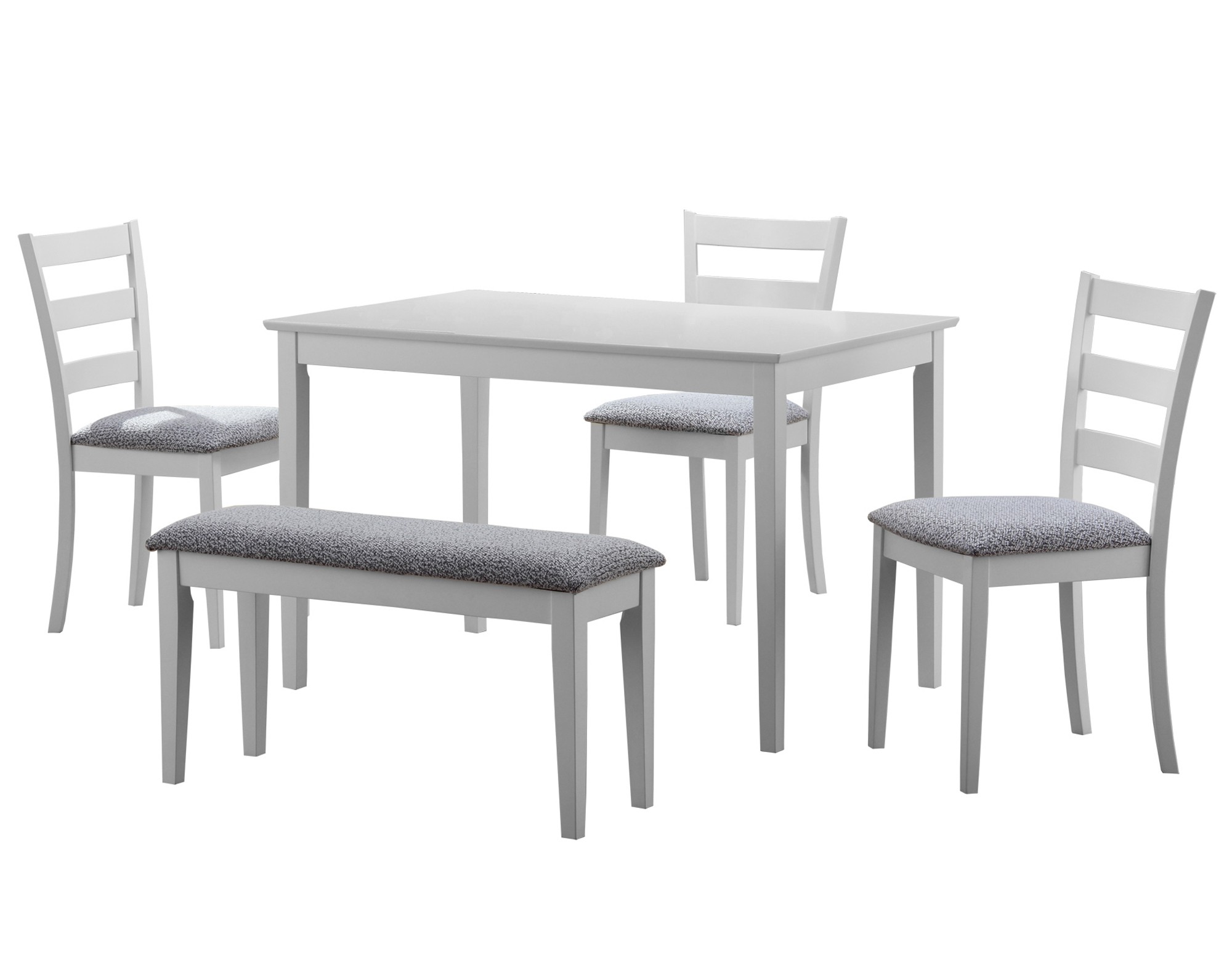 69.5" x 81.5" x 99" White Grey Solid Wood Foam Veneer 5pcs Dining Set