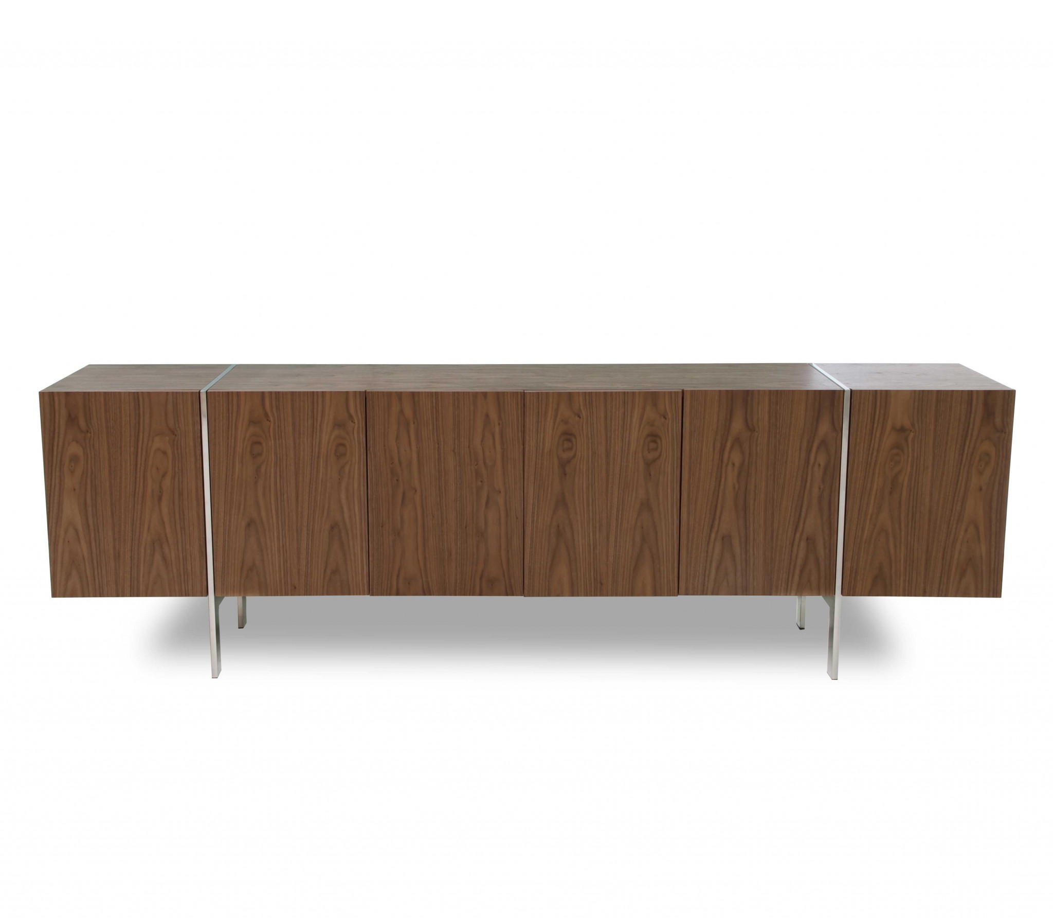 95" X 17" X 30" Walnut Stainless Steel Buffet