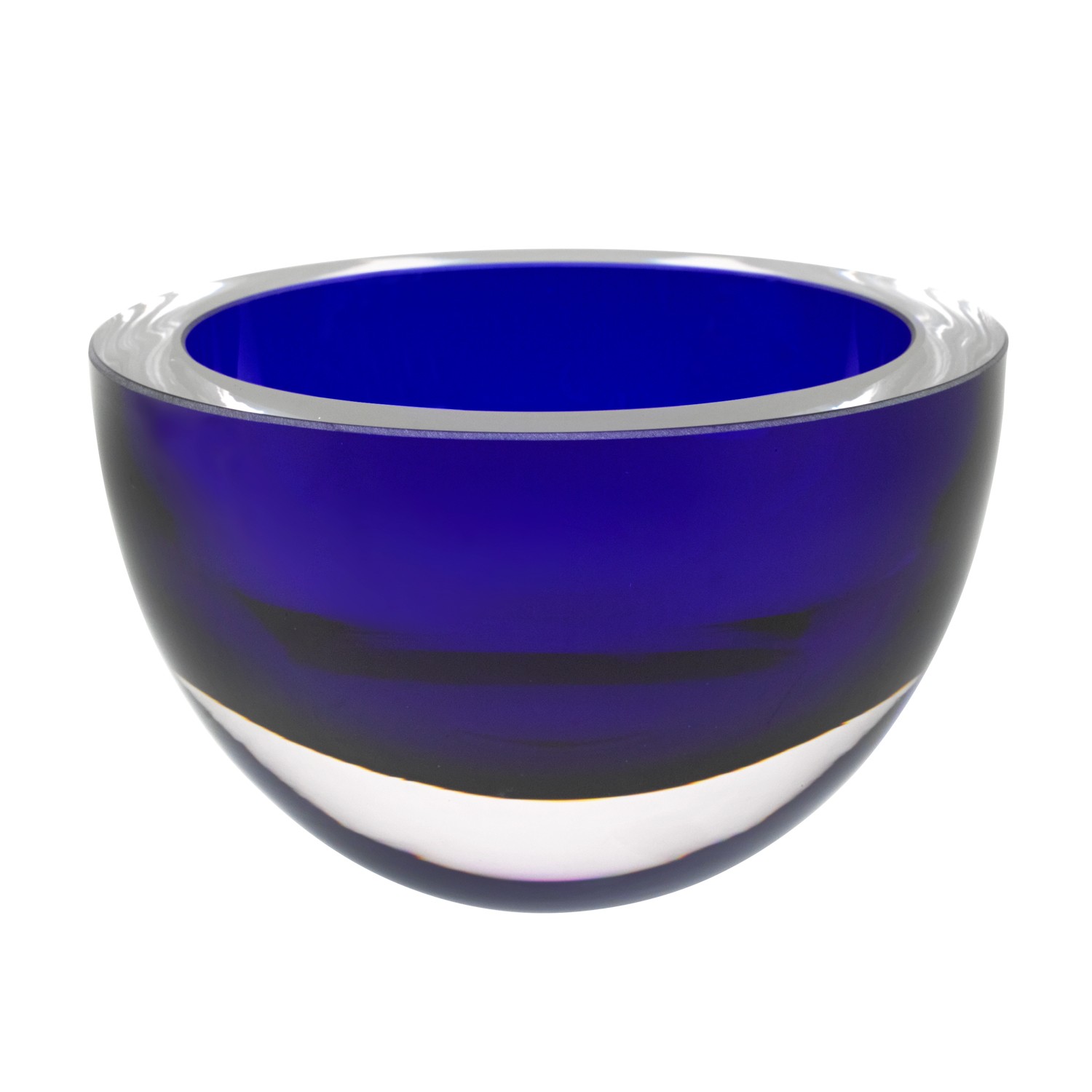 6" Mouth Blown European Made Lead Free Cobalt Blue Crystal Bowl