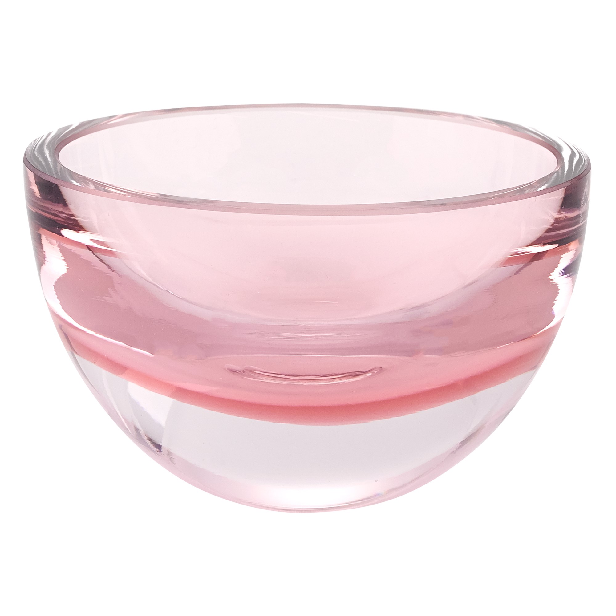 6" Mouth Blown European Made Lead Free Pink Crystal Bowl