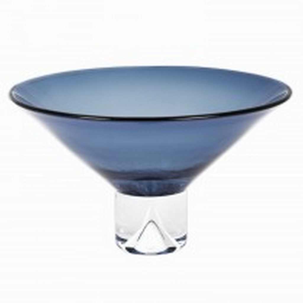 12" Mouth Blown Crystal Midnight Blue Centerpiece  Bowl