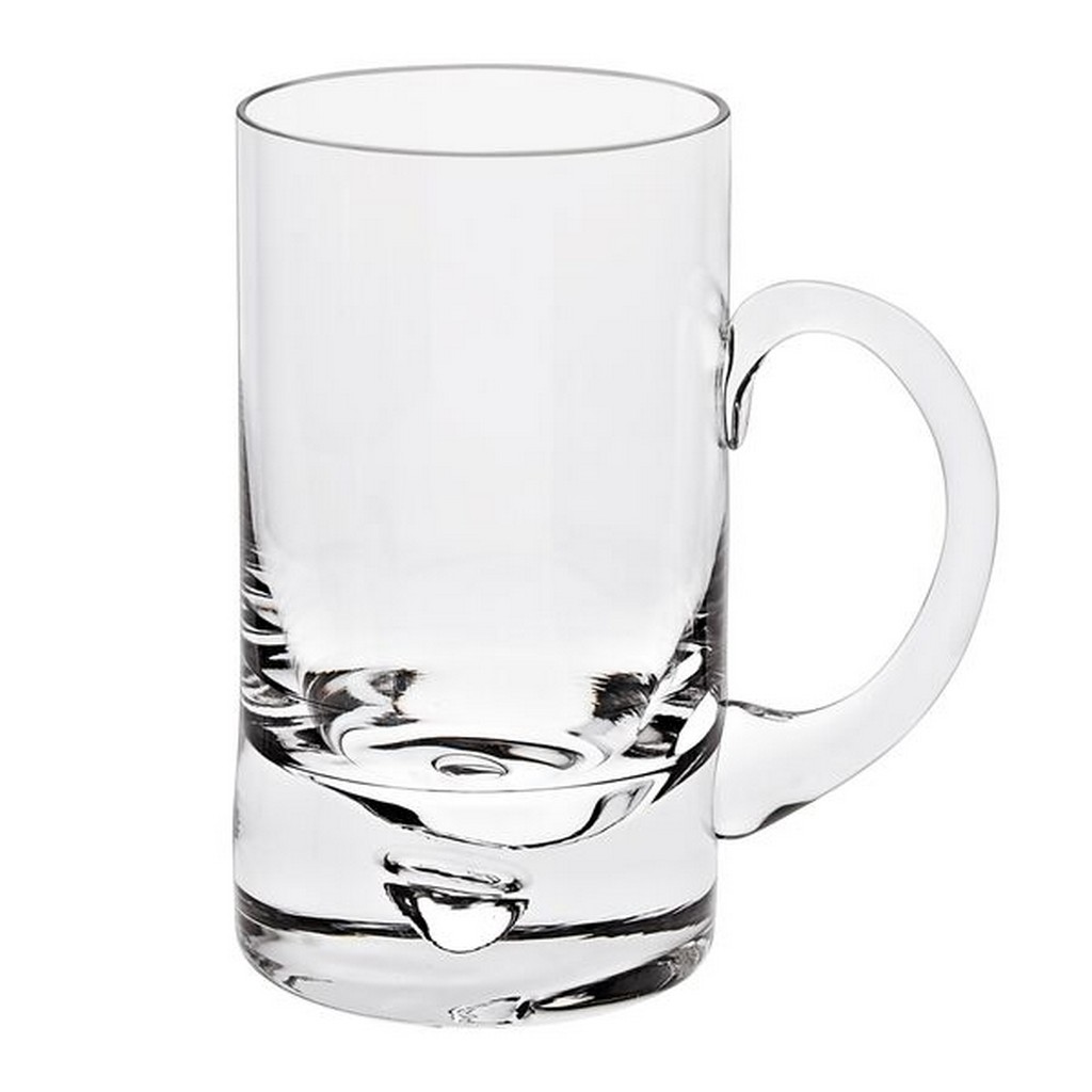 Mouth Blown Glass Pair of Glass Beer Mugs 14 oz