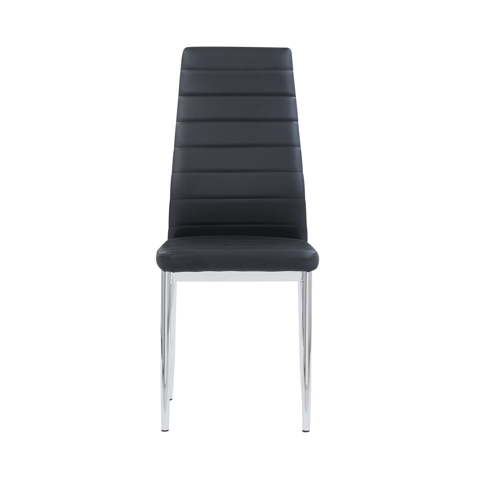Modern Black Dining Chair with Chrome Metal Base