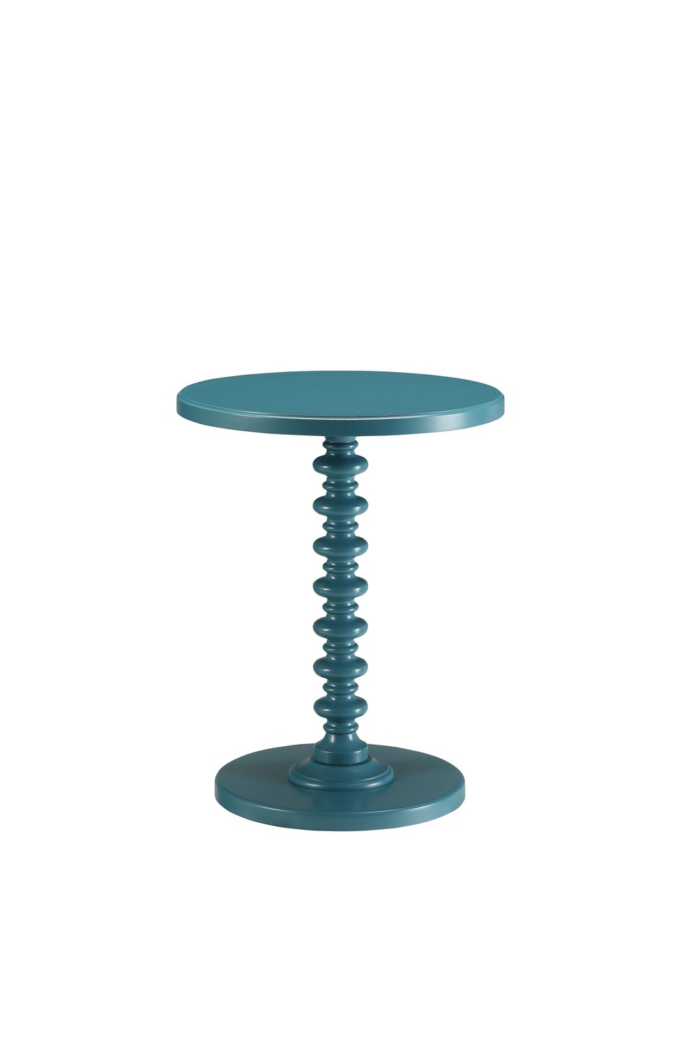 17" X 17" X 22" Teal Solid Wood Leg Side Table