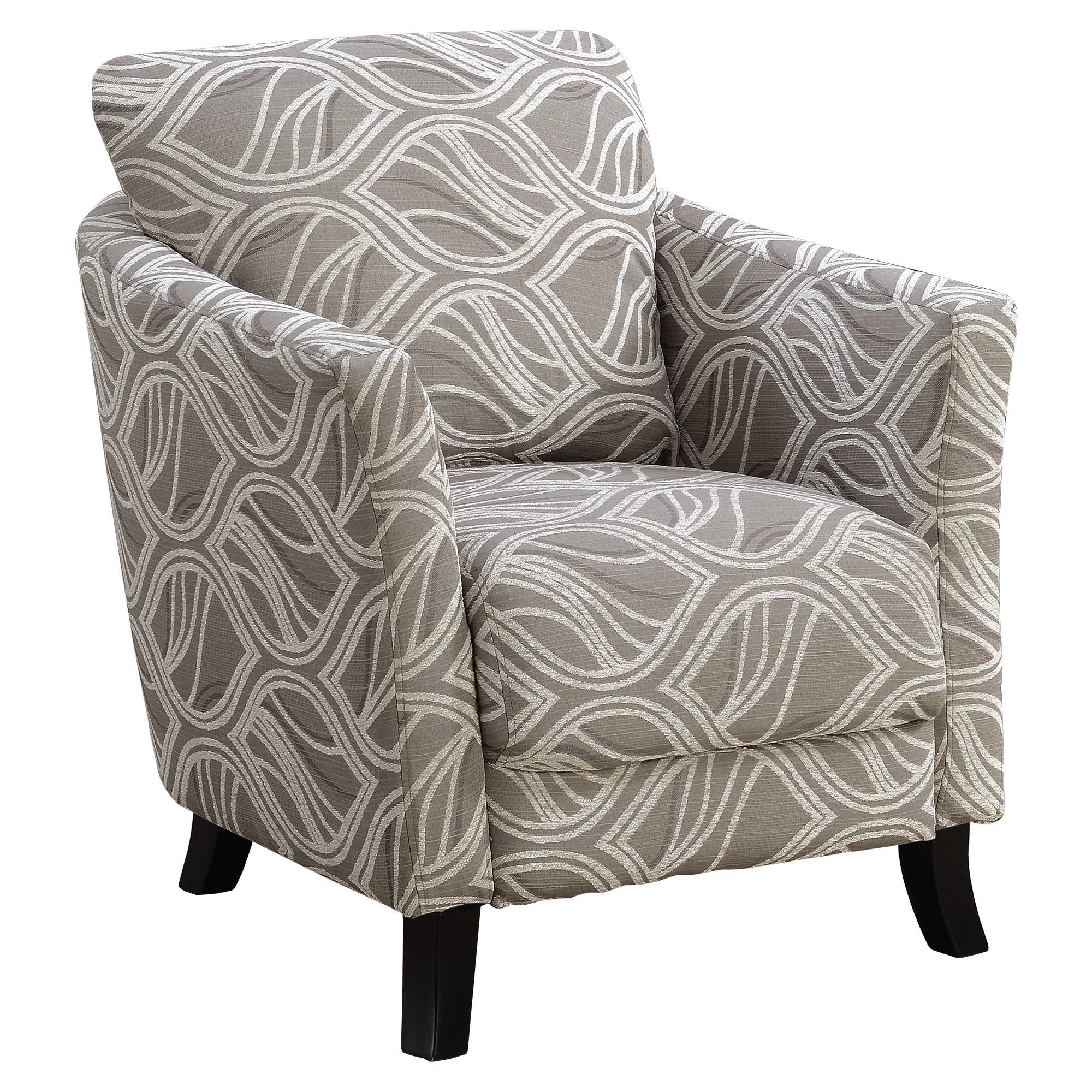 Taupe Leaf Design Fabric Accent Chair