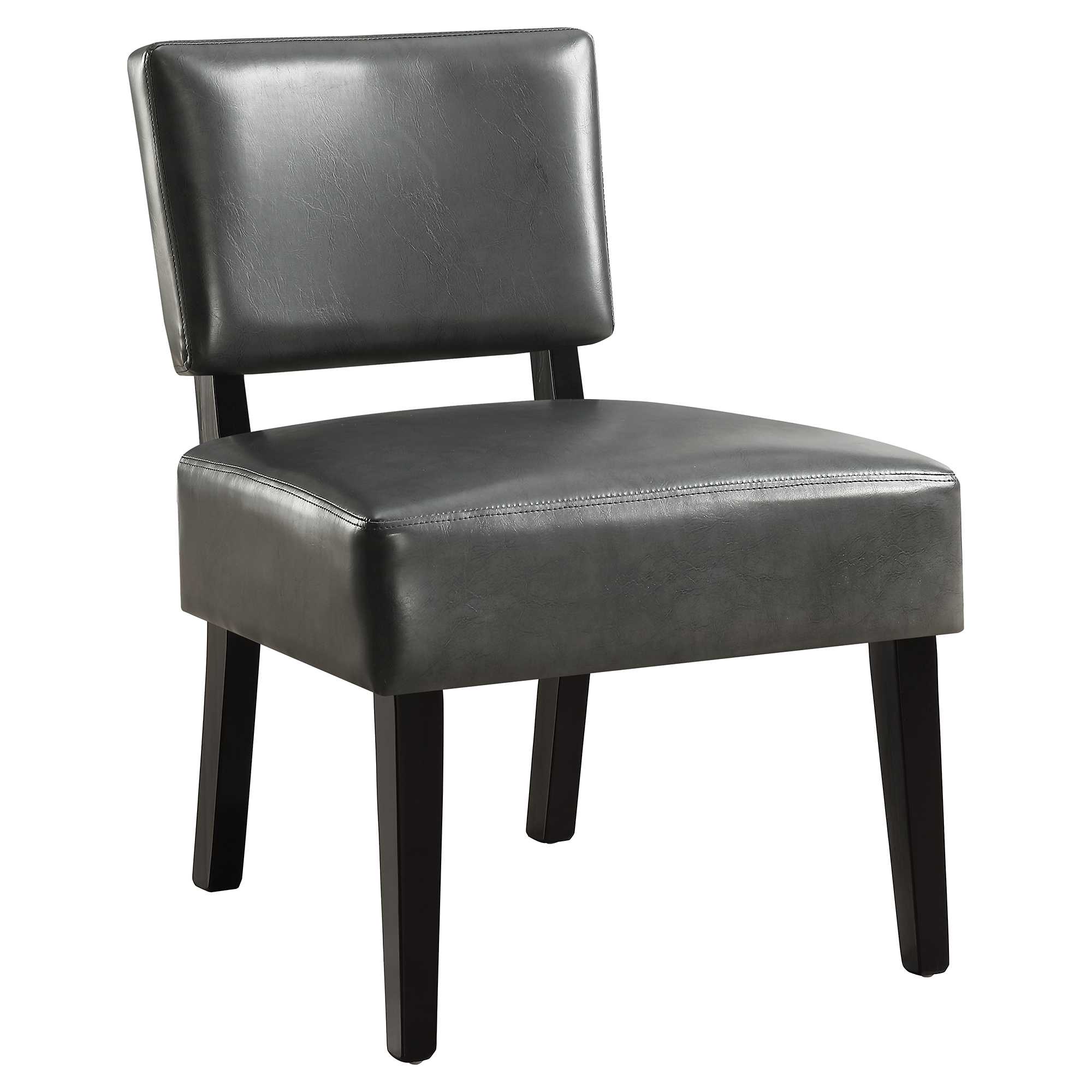 27.5" x 22.75" x 31.5" Charcoal Leather-Look Foam Accent Chair with Solid Wood Frame