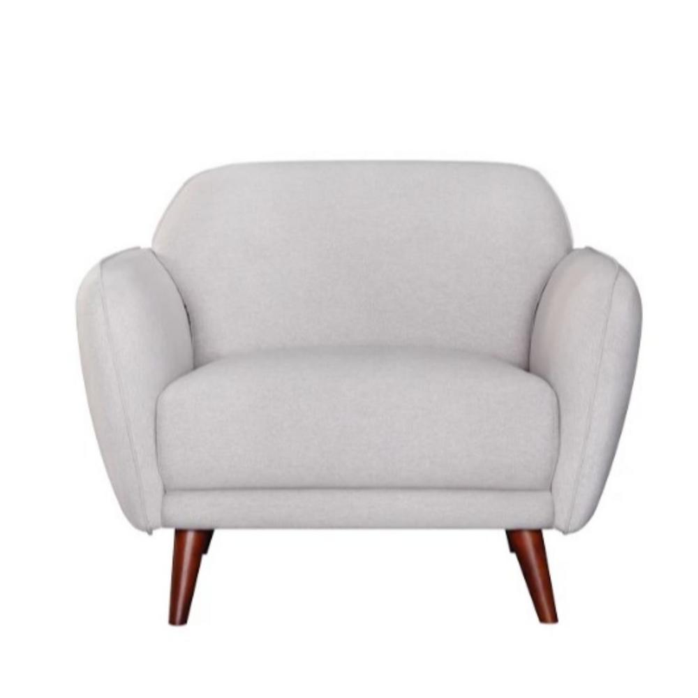 Modern Light Gray Fabric Upholstered Accent Chair with Solid Wood Legs