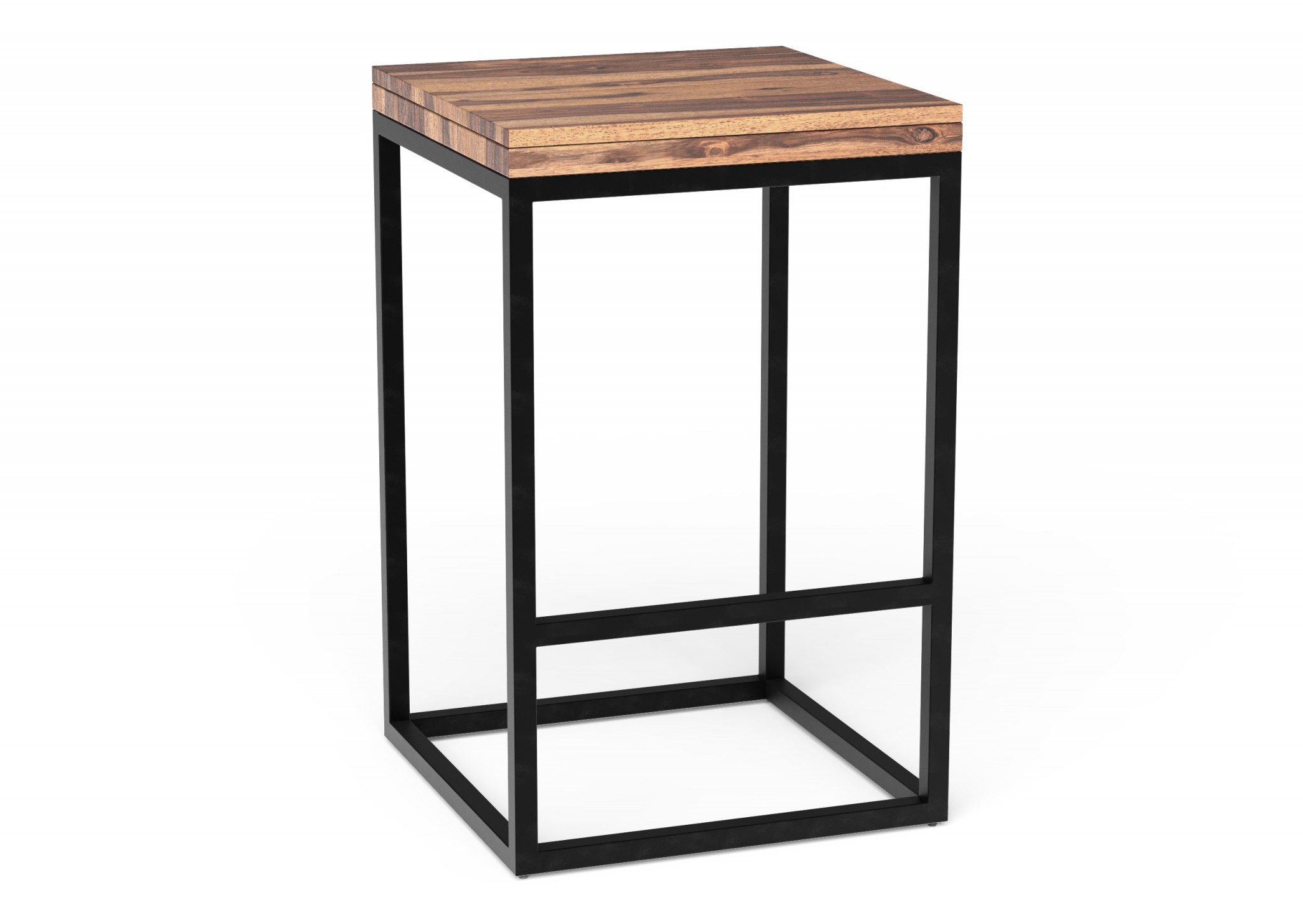 Sheesham Wooden Seat with Black Bar Stool