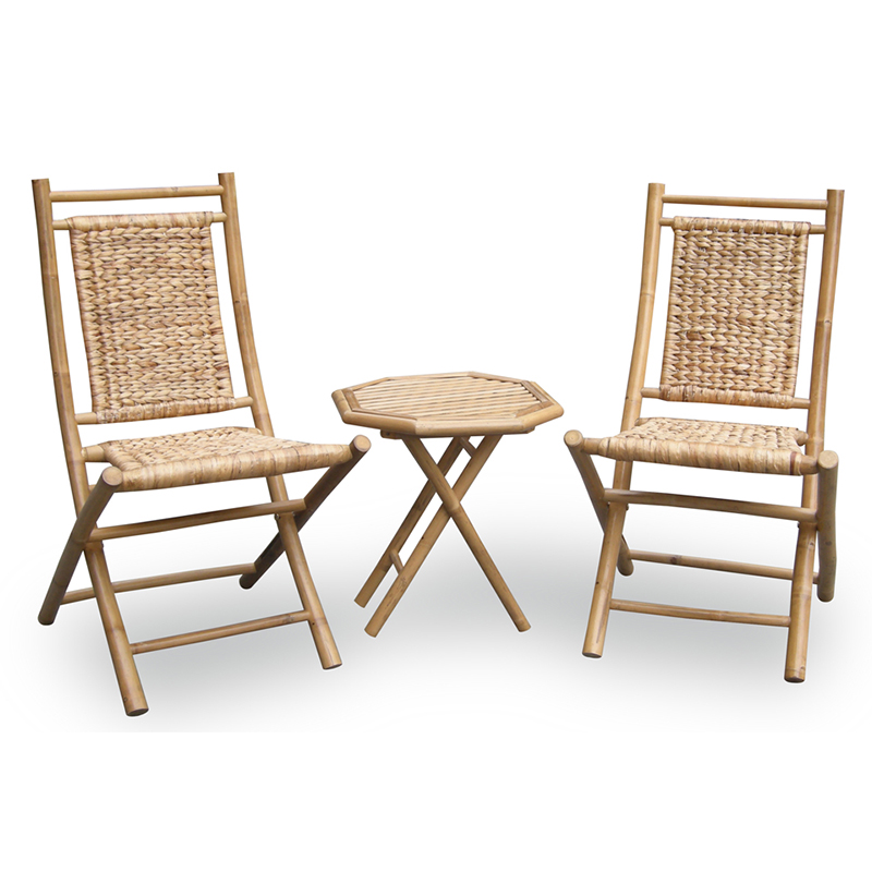 20" X 15" X 36" Natural Bamboo Chairs and a Table Bistro Set