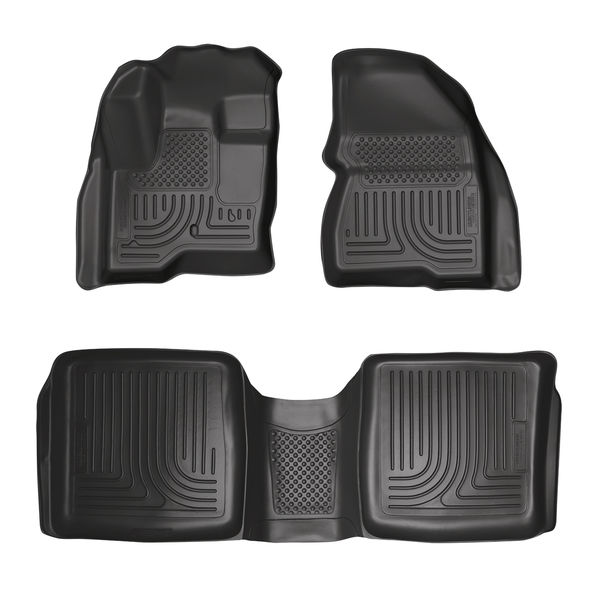 09-C FORD FLEX/LINCOLN MKT WEATHERBEATER FRONT & 2ND SEAT FLOOR LINERS 3PC. COMBO BLACK