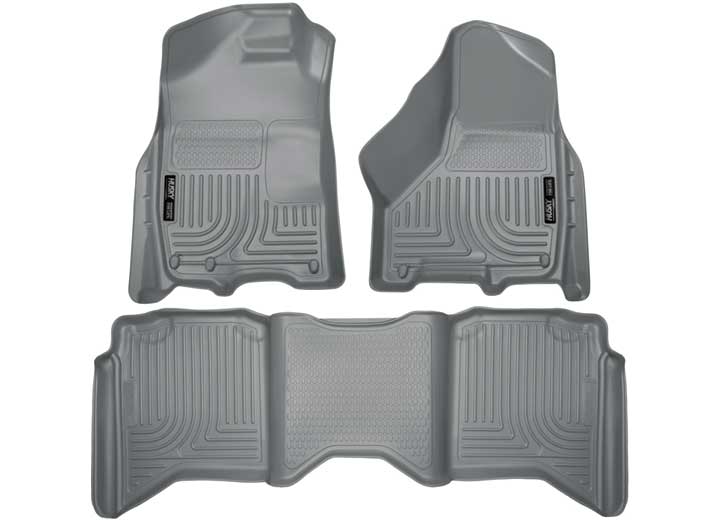 09-15 RAM 1500/2500/3500 CREW CAB WEATHERBEATER FRONT & 2ND SEAT FLOOR LINERS W/1 OR 2 HOOKS GREY
