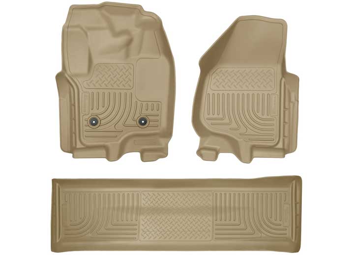 12-16 F250/F350/F450 SUPER DUTY CREW CAB(W/O MAN TRANSFER) FRONT/2ND SEAT FLOOR LINERS TAN