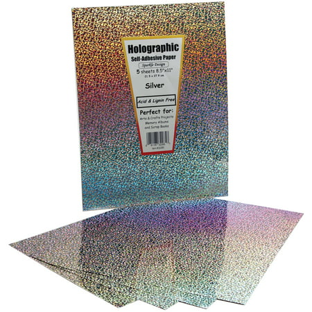 Holographic Self-Adhesive Paper - 8.5inx11in Silver