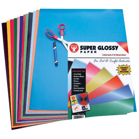 Super Glossy Paper - 6.5inx8.596 Sheets, 8 each Of 12 Assorted colors