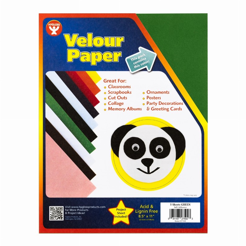 Velour Paper Self Adhesive - 8.5inx11in Green