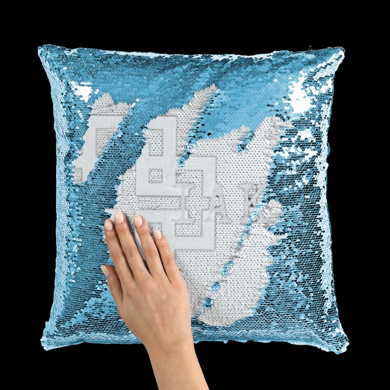 KAM S9 Sequin Cushion Cover      Light Blue / White Standard