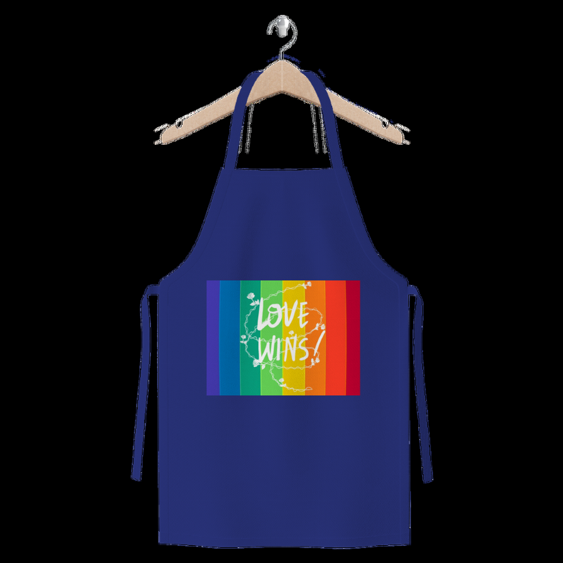 Love Wins Premium Jersey Apron     Royal Blue