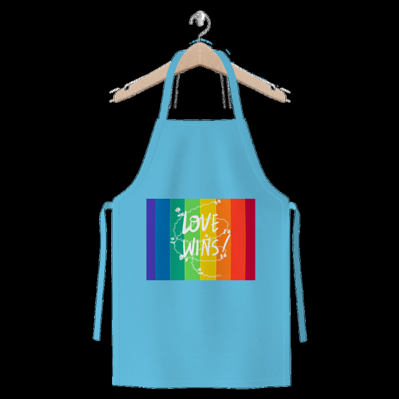 Love Wins Premium Jersey Apron     Light Blue