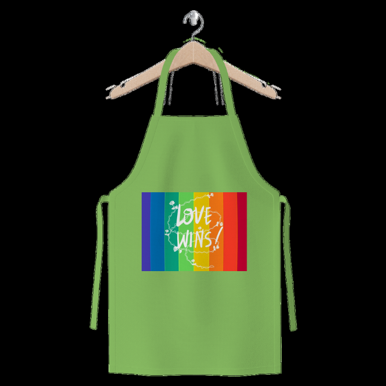 Love Wins Premium Jersey Apron     Light Green