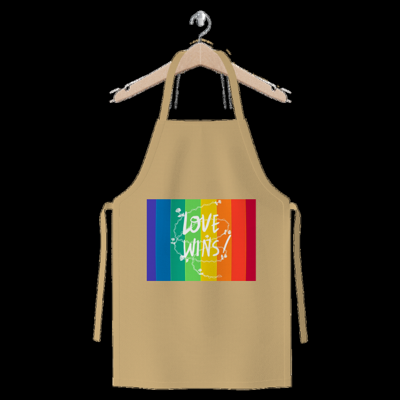 Love Wins Premium Jersey Apron     Natural