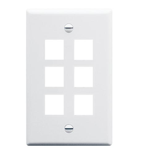 Faceplate- Oversized- 6-Port- White