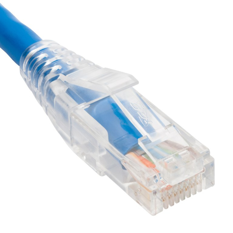 PATCH CORD- CAT5e- CLEAR BOOT- 7' BLUE