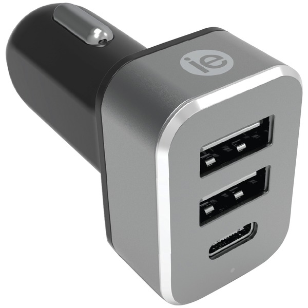 iEssentials IEN-PC42A1C-BK 4.1-Amp Car Charger, 2 USB-A & 1 USB-C