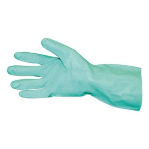 Short-Sleeve Unlined Nitrile Gloves, Powder-Free, Green, Large, Dozen
