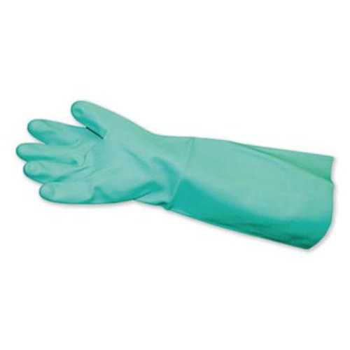 Long-Sleeve Unlined Nitrile Gloves, Powder-Free, Green, Medium, 12 Pair/Case