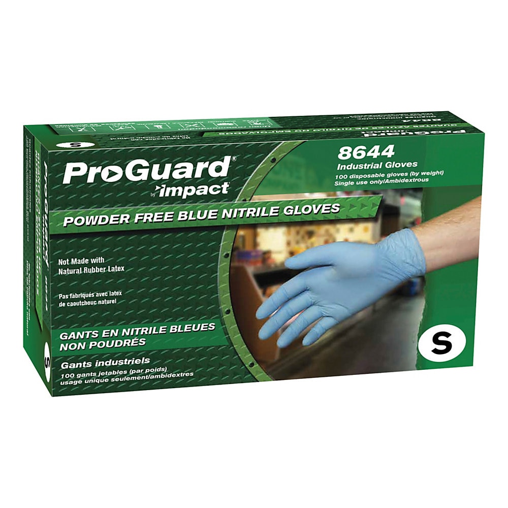 Pro-Guard Disposable Powder-Free General-Purpose Nitrile Gloves, Blue, Small, 100/Box, 10 Boxes/Case
