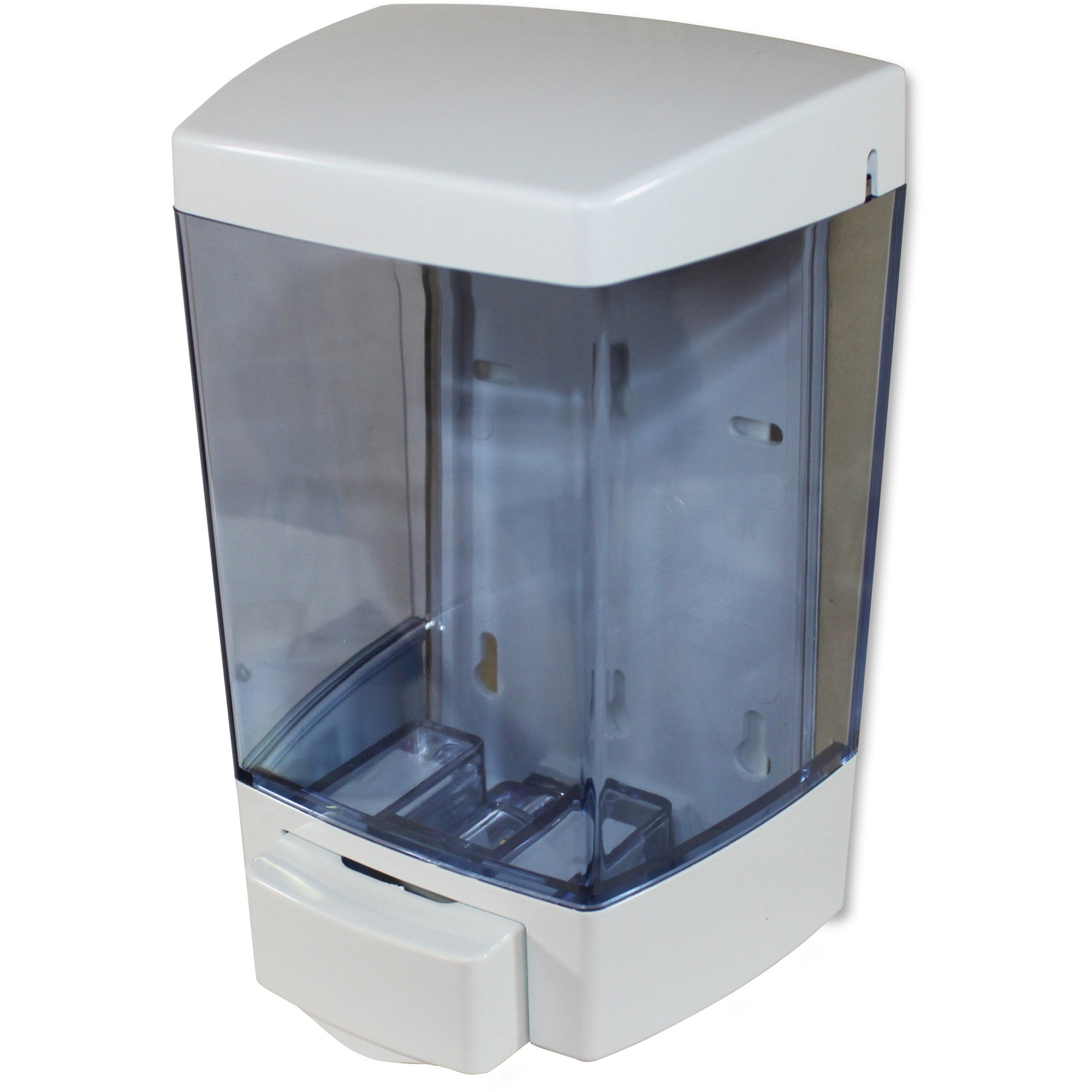 ClearVu Plastic Soap Dispenser, 46 oz, 5.5" x 4.25" x 8.5, White