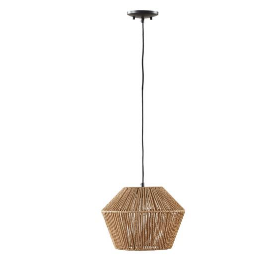 Pendant Matte Black/Natural 11.75x11.75x47.5"